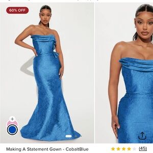 Fashion Nova Strapless Cobalt Blue Dress
